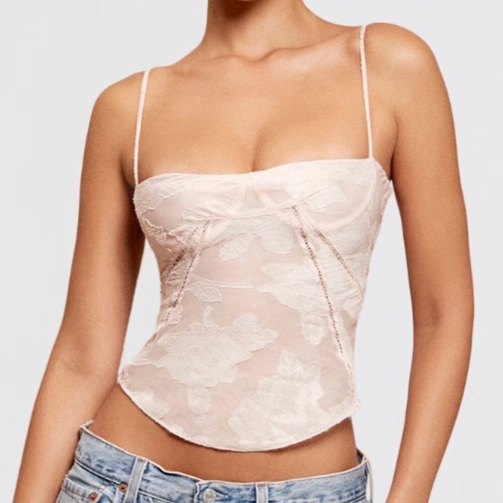 Lisette Pink Floral Lace Camisole size s